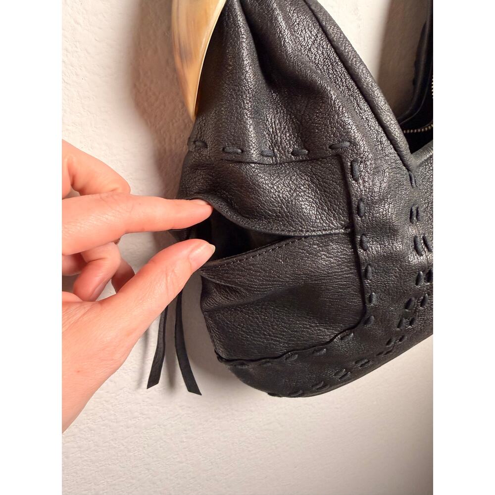 Ghurka Women’s Leather Horn Handle Hobo Handbag Black Rare Luxury Boho - Picture 5 of 10